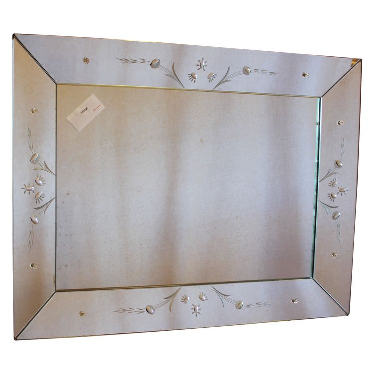 Specchio veneziano rettangolare 57 X 75 cm con lati inclinati e vetro acidato