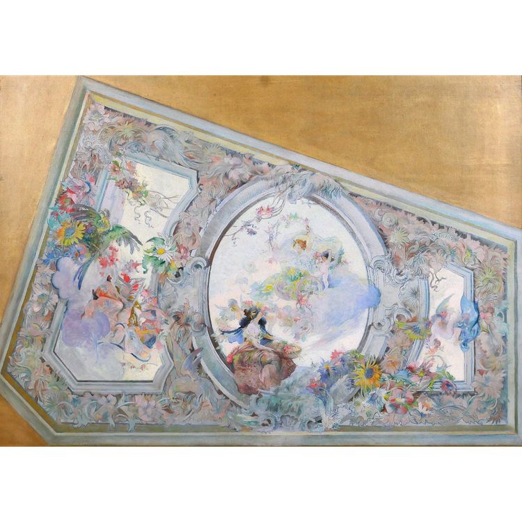 Scuola francese circa 1890-1900, Studio del soffitto per il Salon de Flore, dipinto