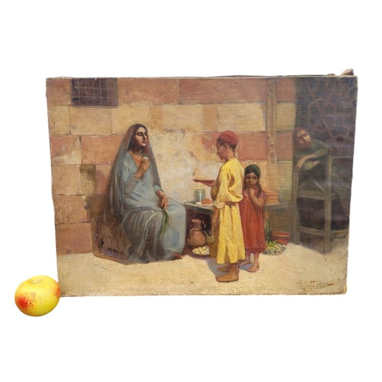 R Weisse, Scena di strada, Orientalist Hst, fine del XIX inizio del XX secolo