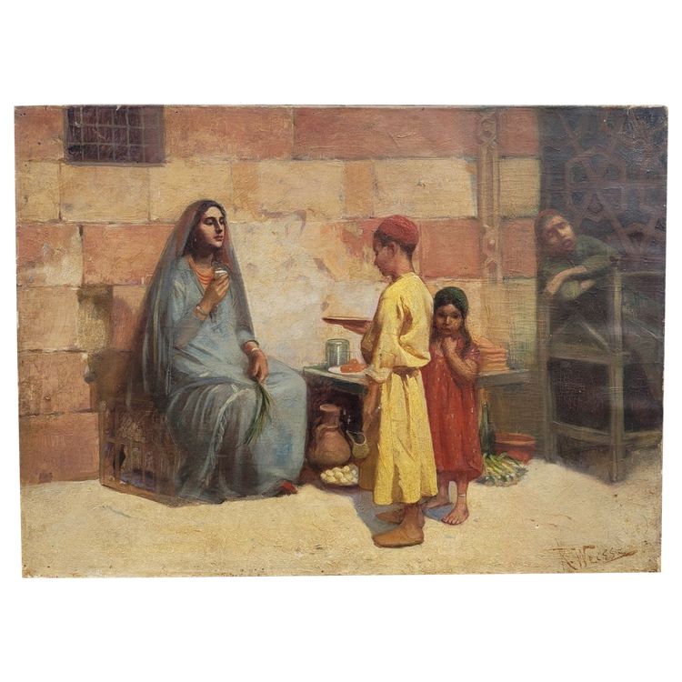 R Weisse, Scena di strada, Orientalist Hst, fine del XIX inizio del XX secolo