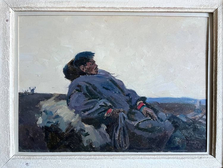 Ölgemälde Samouchine (Kiewer Schule) "Der Mongole" St. Petersburg 1966 Russische Schule