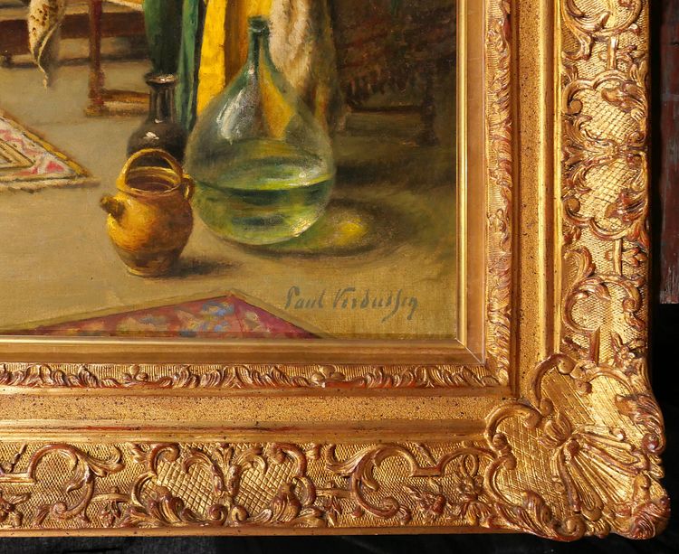 Paul Verdussen 1868-1944 Lo studio del pittore, interno, dipinto, circa 1900, Belgio