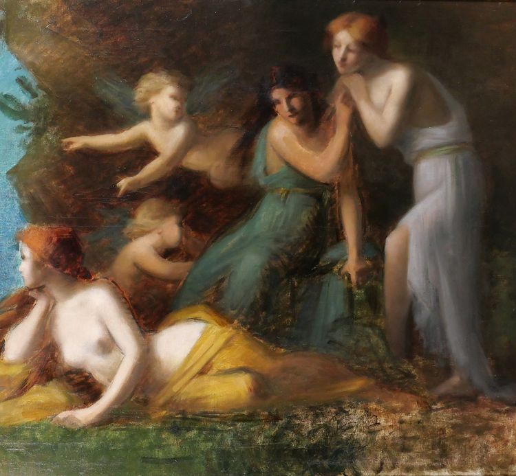 Jean-Jacques HENNER (Kreis) 1829-1905 Frauen und Engel, Gemälde, Elsass