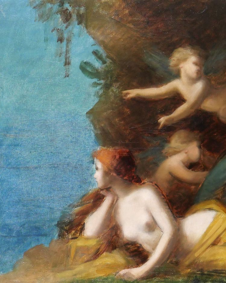 Jean-Jacques HENNER (Kreis) 1829-1905 Frauen und Engel, Gemälde, Elsass