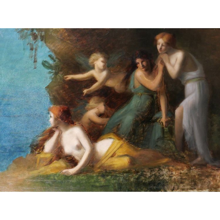Jean-Jacques HENNER (Kreis) 1829-1905 Frauen und Engel, Gemälde, Elsass