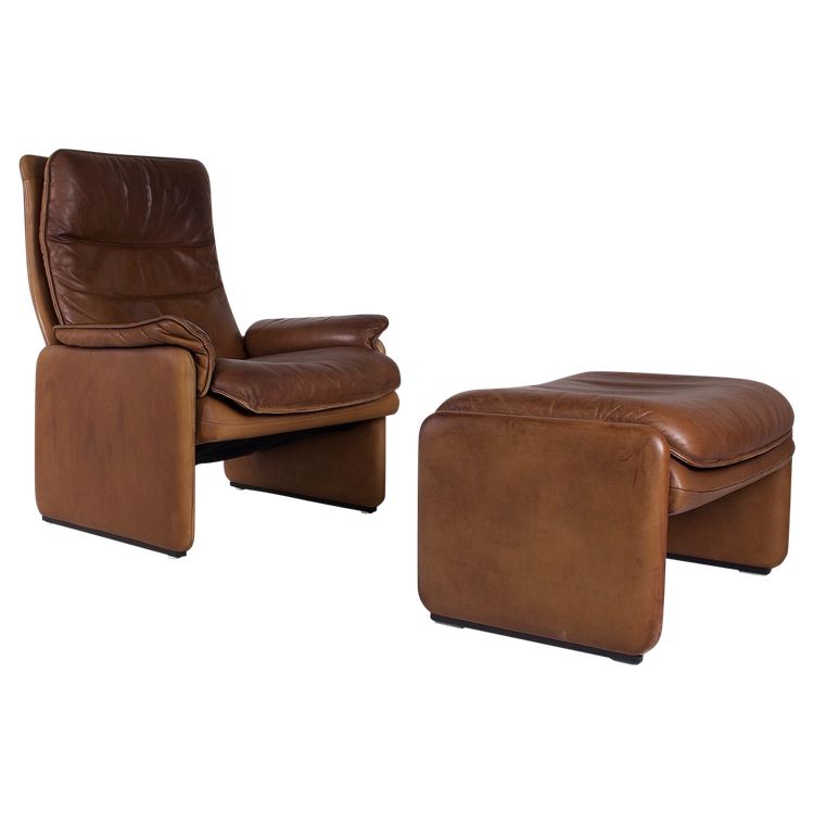 De Sede DS-50 Leather Armchair and Ottoman