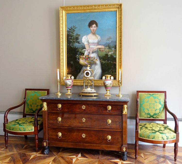 Großes Portrait einer jungen Frau aus der Empirezeit - Allegorie der Fruchtbarkeit, HST 108cm x 135cm