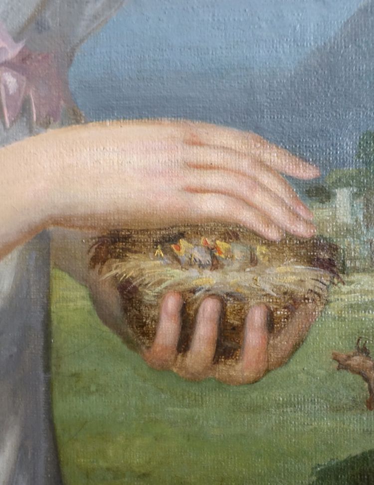 Großes Portrait einer jungen Frau aus der Empirezeit - Allegorie der Fruchtbarkeit, HST 108cm x 135cm