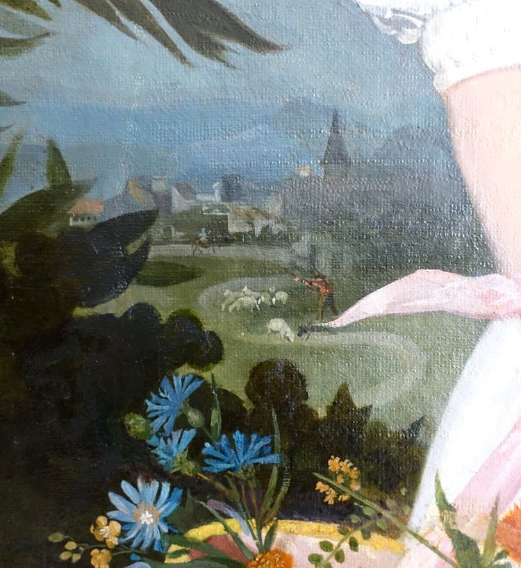 Großes Portrait einer jungen Frau aus der Empirezeit - Allegorie der Fruchtbarkeit, HST 108cm x 135cm