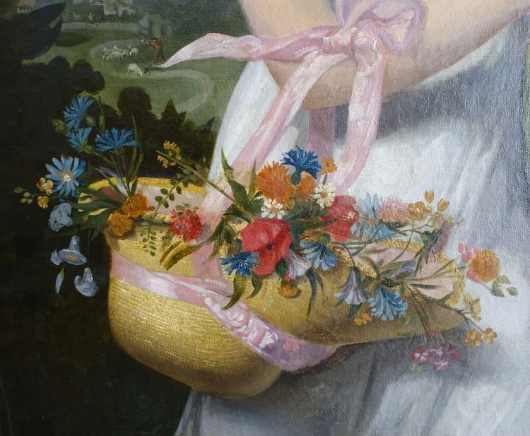 Großes Portrait einer jungen Frau aus der Empirezeit - Allegorie der Fruchtbarkeit, HST 108cm x 135cm