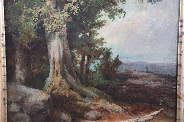 Waldlandschaft, Ölgemälde auf Leinwand, Ende 19. Jh.