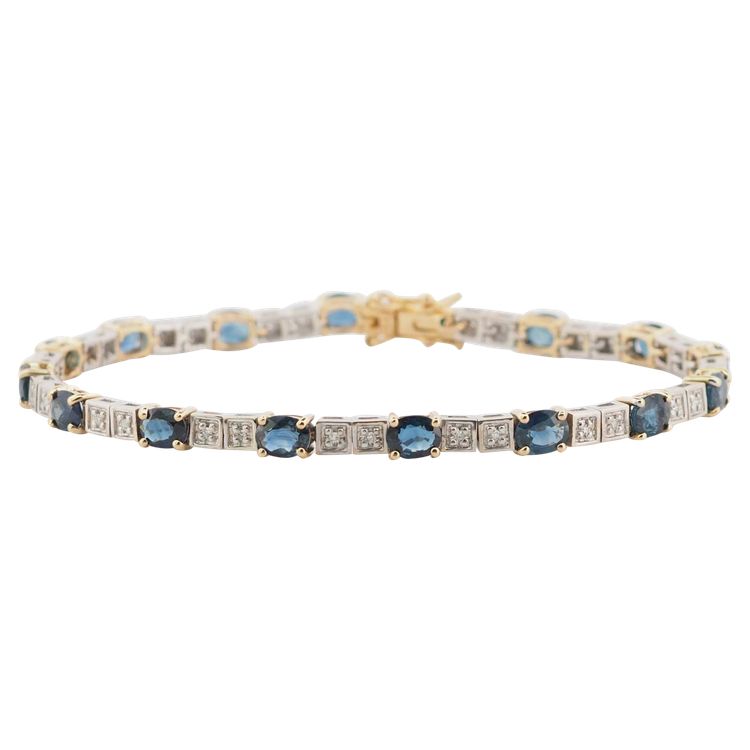 Bracciale flessibile in oro bicolore, zaffiri e diamanti