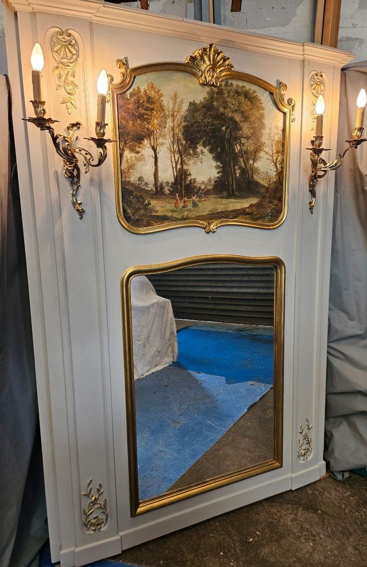 Trumeau De Boiserie - dipinto - specchio e lampadari del XIX secolo                                
