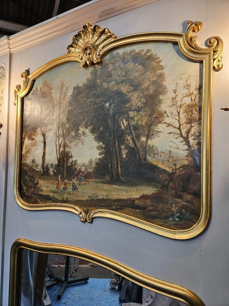 Trumeau De Boiserie - dipinto - specchio e lampadari del XIX secolo                                