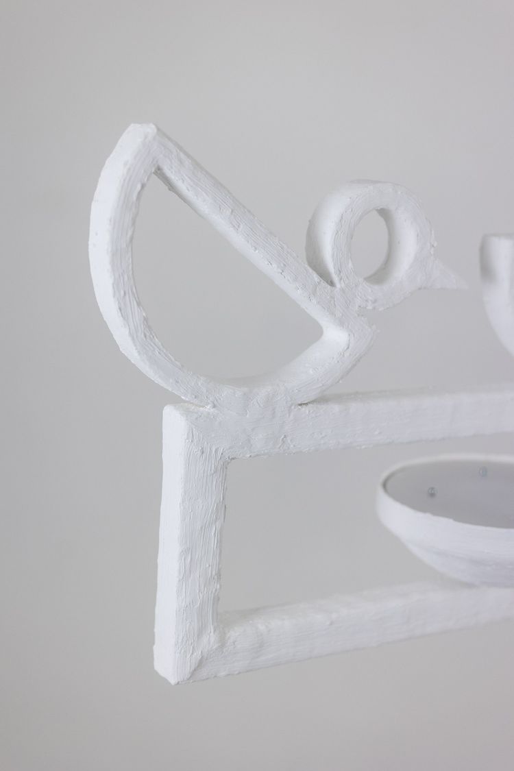 Lampadario rettangolare in gesso con decorazione a forma di uccello. Codice articolo: LS62652409P