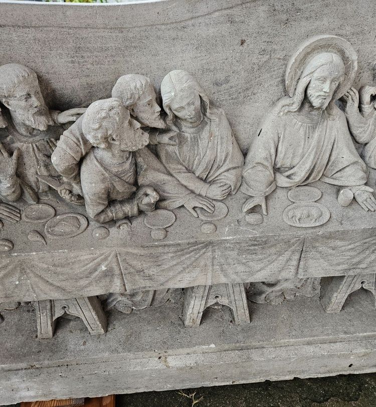 Eccezionale scultura in pietra a bassorilievo - Inizio del XIX secolo - Cena L'ultima cena di Gesù