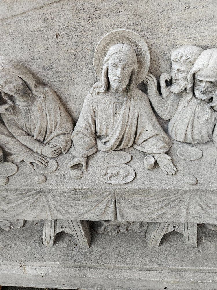 Eccezionale scultura in pietra a bassorilievo - Inizio del XIX secolo - Cena L'ultima cena di Gesù