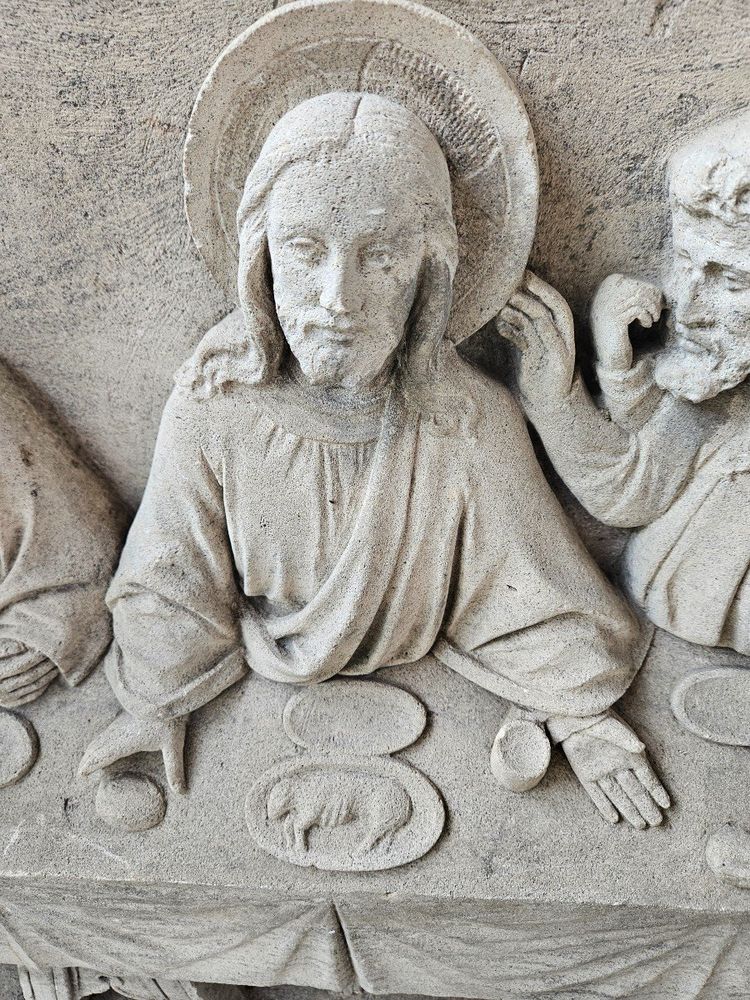 Eccezionale scultura in pietra a bassorilievo - Inizio del XIX secolo - Cena L'ultima cena di Gesù
