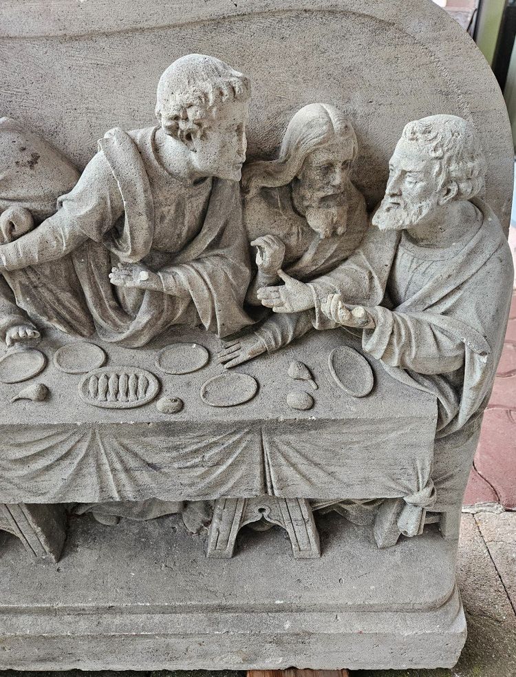 Eccezionale scultura in pietra a bassorilievo - Inizio del XIX secolo - Cena L'ultima cena di Gesù