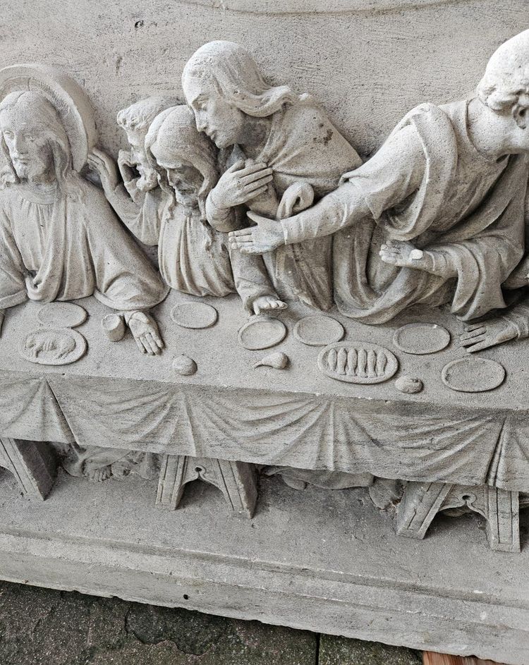 Eccezionale scultura in pietra a bassorilievo - Inizio del XIX secolo - Cena L'ultima cena di Gesù