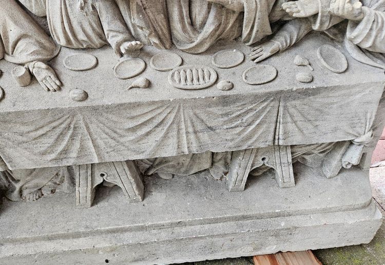 Eccezionale scultura in pietra a bassorilievo - Inizio del XIX secolo - Cena L'ultima cena di Gesù