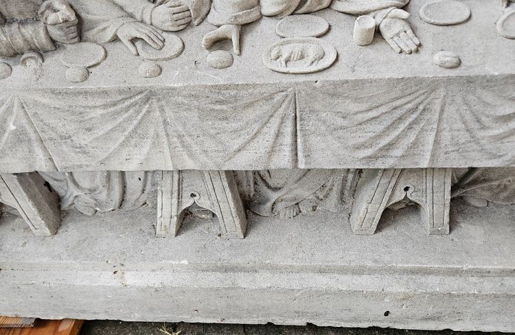 Eccezionale scultura in pietra a bassorilievo - Inizio del XIX secolo - Cena L'ultima cena di Gesù