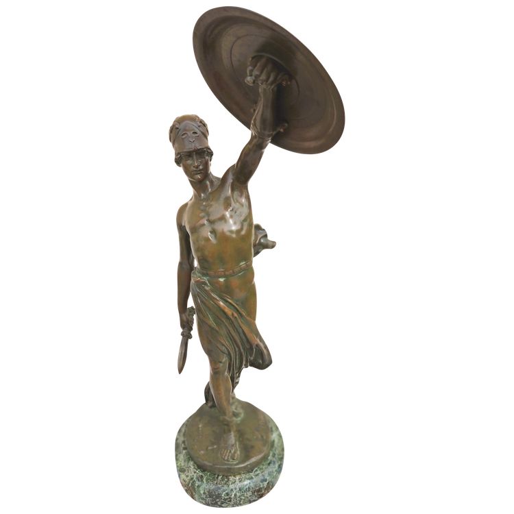 Scultura in bronzo "Gladiatore Guerriero con Scudo" di Paul Philippe, XIX secolo