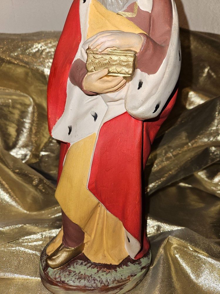 Nativity Figure - Polychrome Plaster - Three Wise Men - Height 31cm -