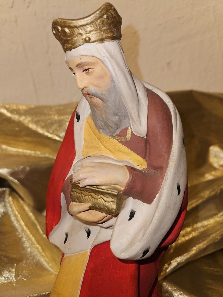 Nativity Figure - Polychrome Plaster - Three Wise Men - Height 31cm -