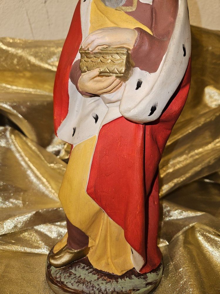 Nativity Figure - Polychrome Plaster - Three Wise Men - Height 31cm -