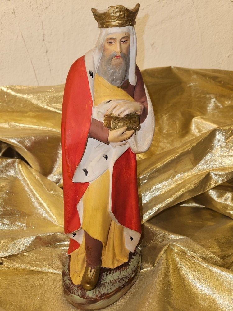 Nativity Figure - Polychrome Plaster - Three Wise Men - Height 31cm -