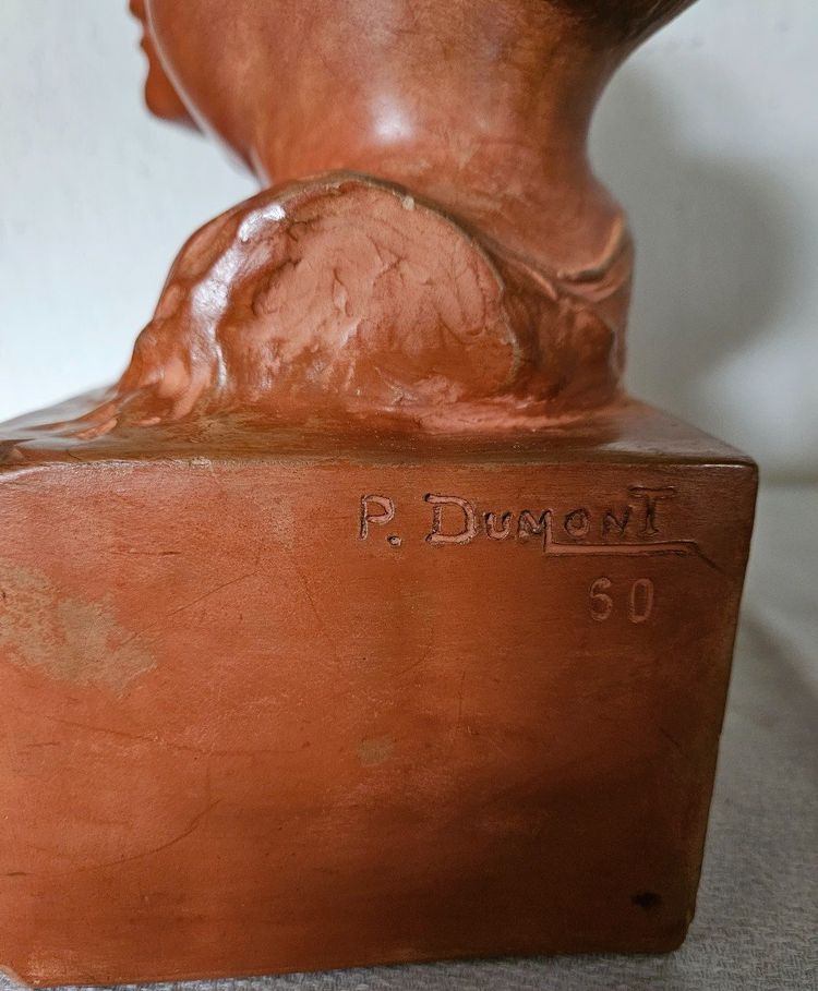 Patinated Terracotta Sculpture by P. Dumont - Art Deco period -