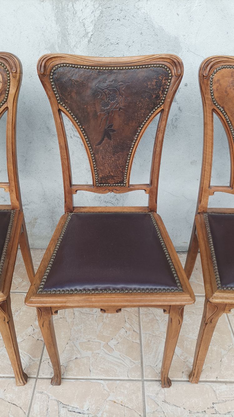Louis Majorelle  6 chaises Art Nouveau  Chicorée 1900