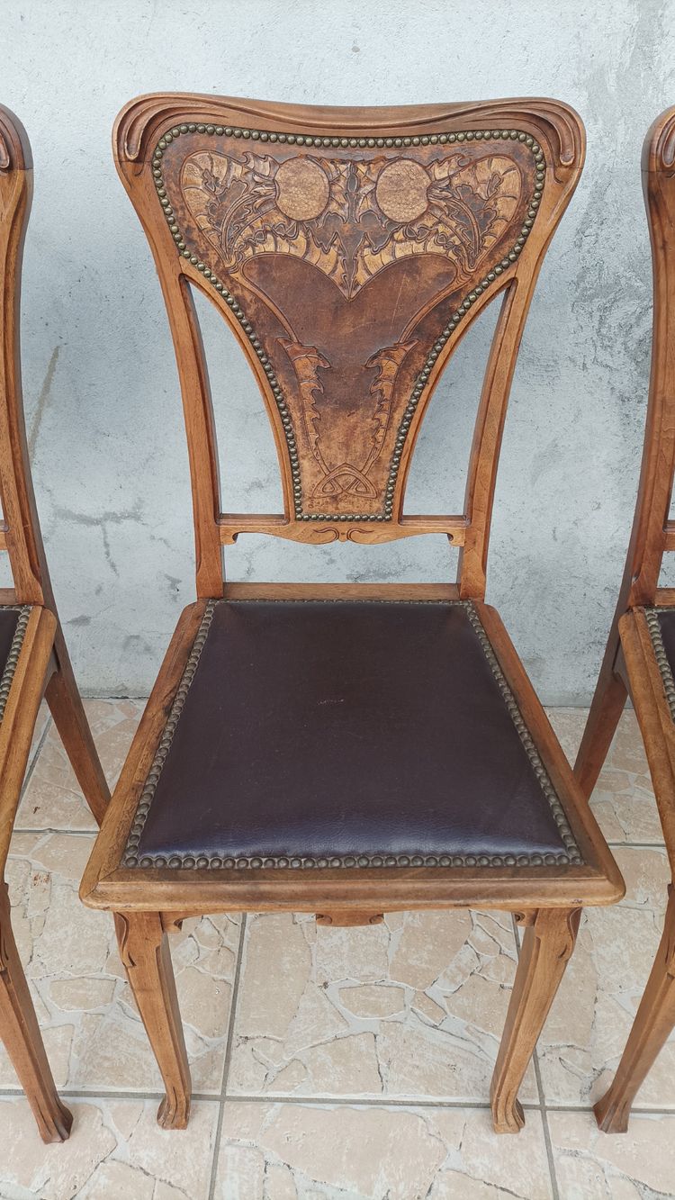 Louis Majorelle  6 chaises Art Nouveau  Chicorée 1900