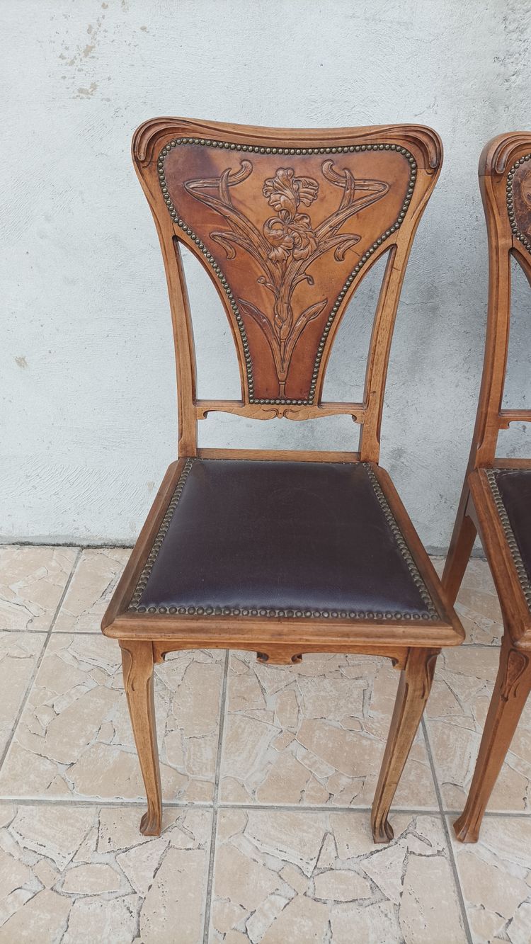 Louis Majorelle  6 chaises Art Nouveau  Chicorée 1900