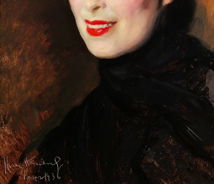 José Cruz Herrera 1890-1972 Porträt einer Frau, Gemälde, Oribida Nahon, 1936, Art Deco
