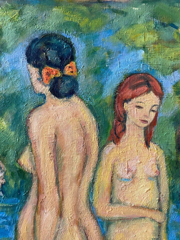 Tableau grande HST "Baigneuses" Marcelle GUETTA-FATTAL (1922-2009) Fauvisme