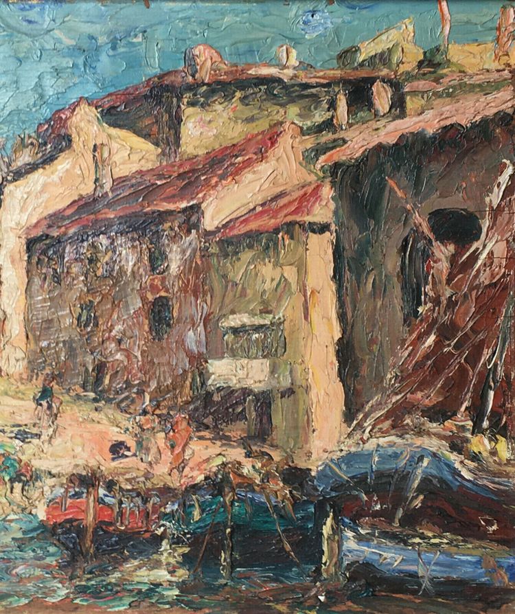 Tableau Huile sur carton attr. Julien Gustave GAGLIARDINI (1846 -1927) ? St Jean Cap Ferrat