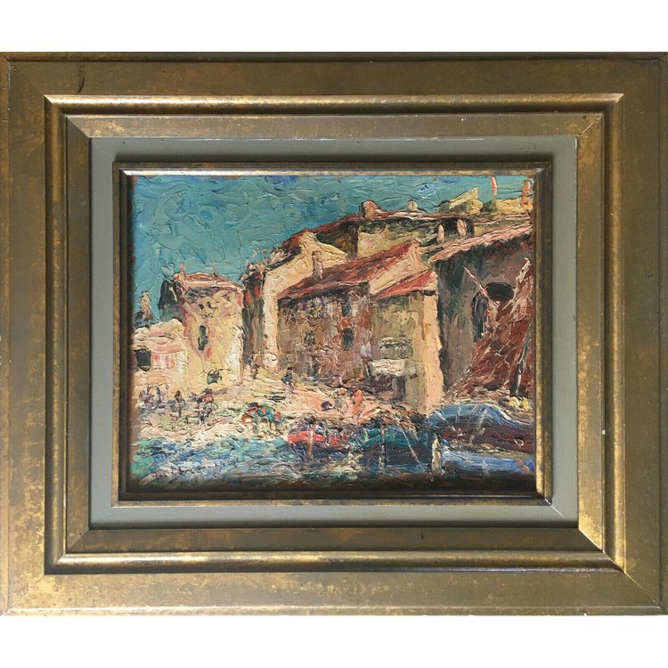 Tableau Huile sur carton attr. Julien Gustave GAGLIARDINI (1846 -1927) ? St Jean Cap Ferrat