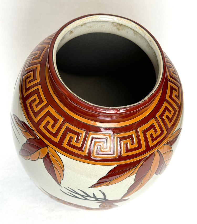 Keralouve - Pair De Vases Art Déco En Faïence Émaillée