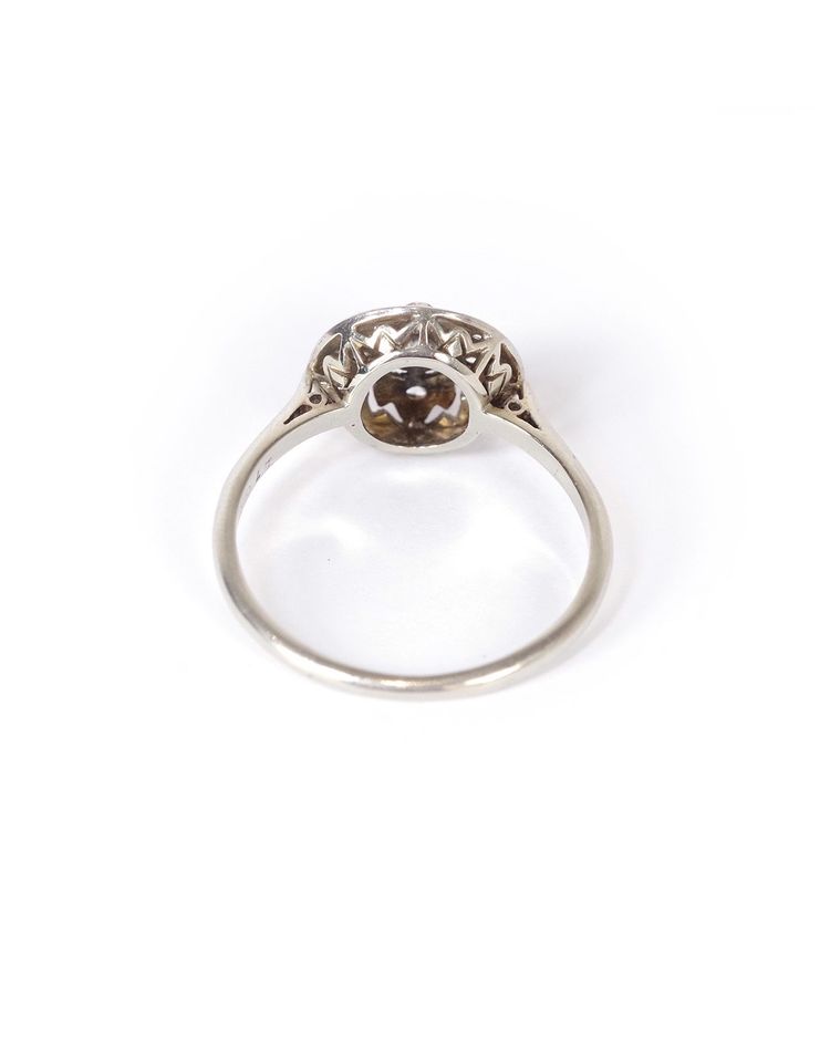 Art Deco Diamant Zielring in 18k Weißgold und Platin, Diamantring, Verlobung, Hochzeit