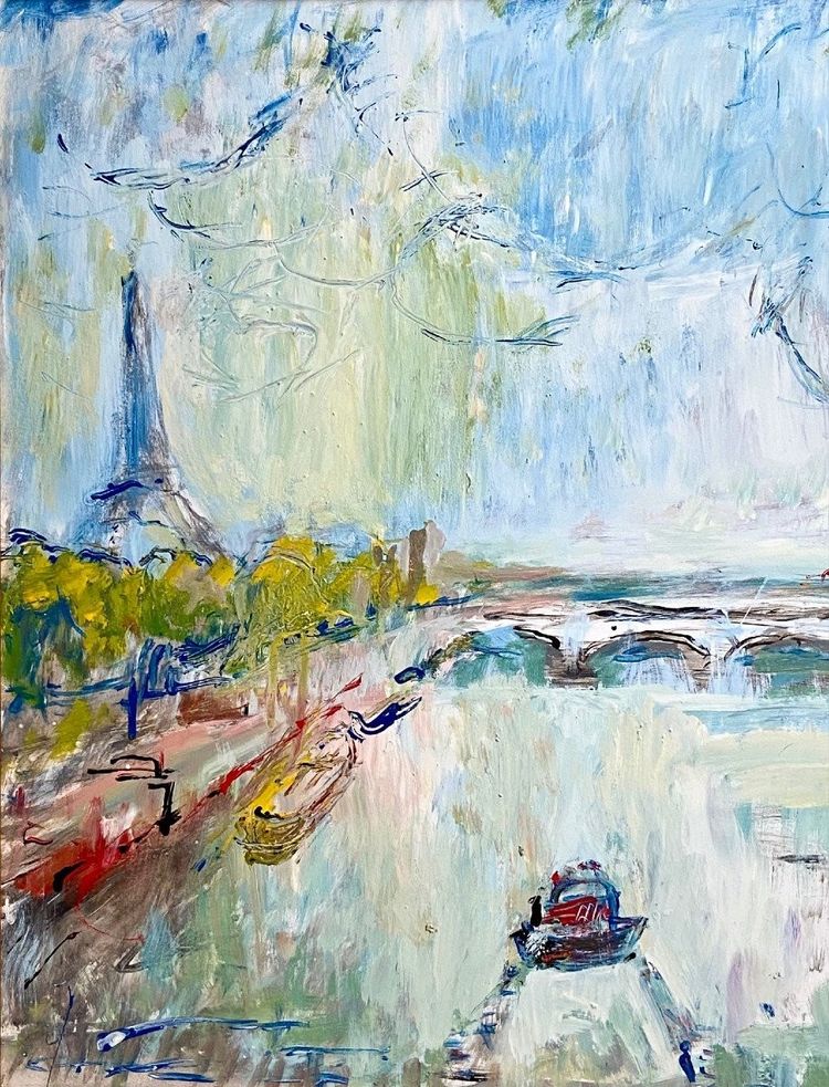 Mario Bonamici (1912-2002), Painting Pont Alexandre III Paris 1970s.
