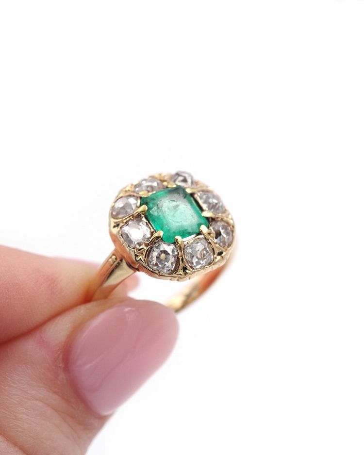 Bague émeraude De Colombie 0,81 Ct, Bague Belle Epoque, Bijou Ancien, Fiançailles