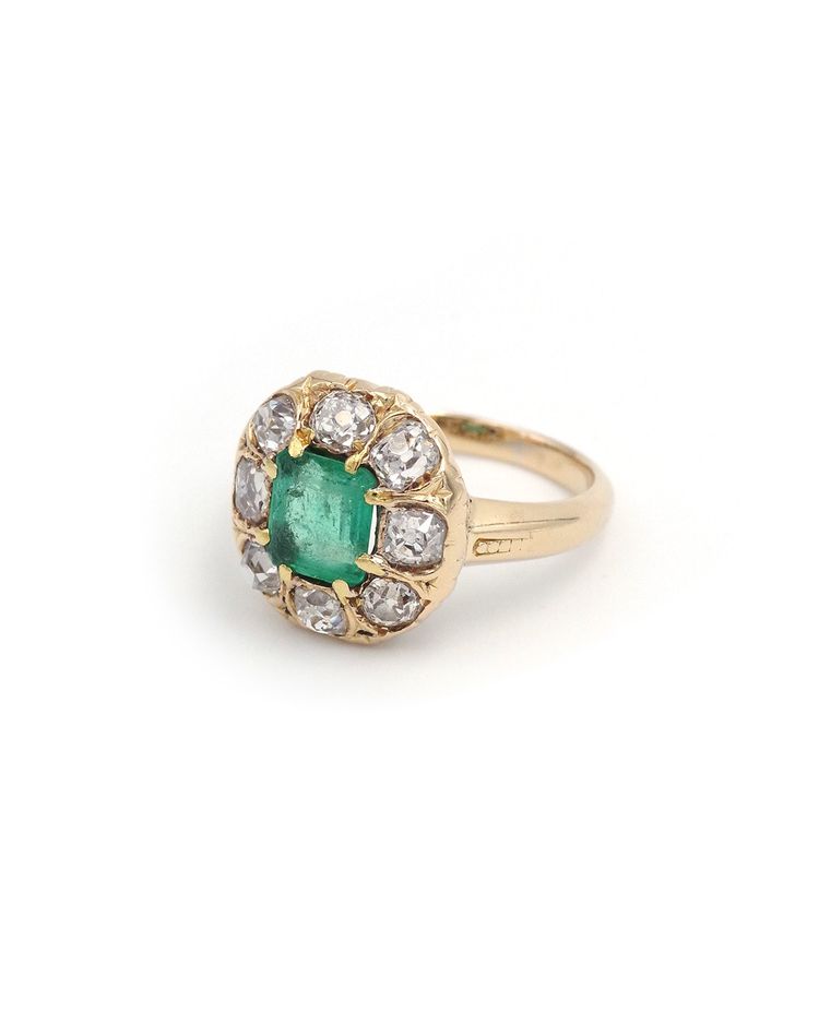Bague émeraude De Colombie 0,81 Ct, Bague Belle Epoque, Bijou Ancien, Fiançailles