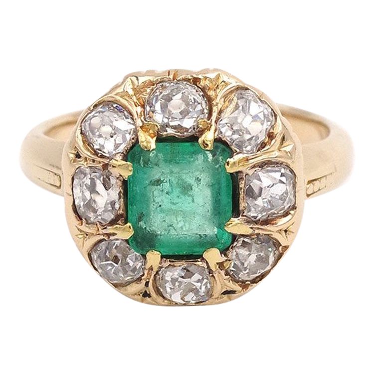 Bague émeraude De Colombie 0,81 Ct, Bague Belle Epoque, Bijou Ancien, Fiançailles