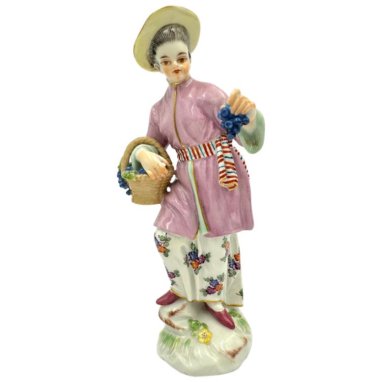 Meissen - Donna giapponese con cesto d'uva