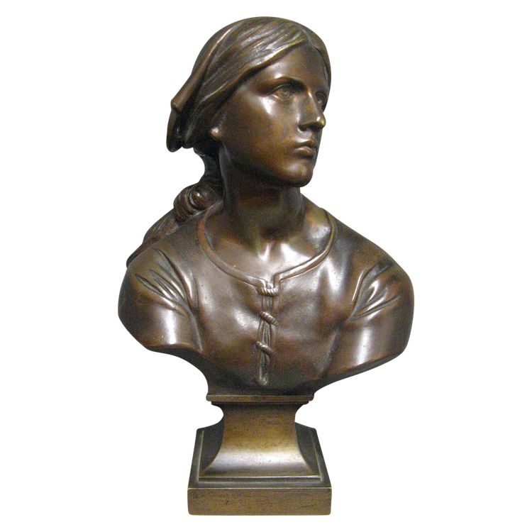 Busto in bronzo di Giovanna d'Arco.