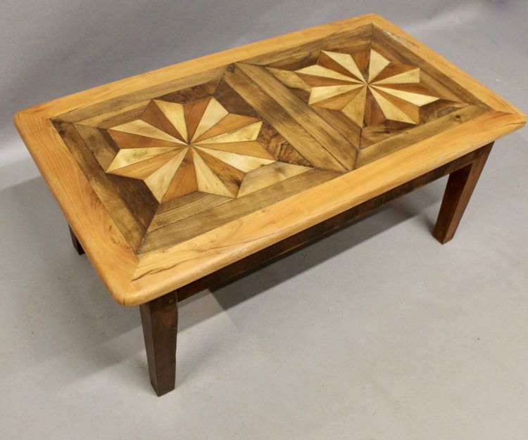 Table Basse à Dessus Parquet Ancien 110 cm