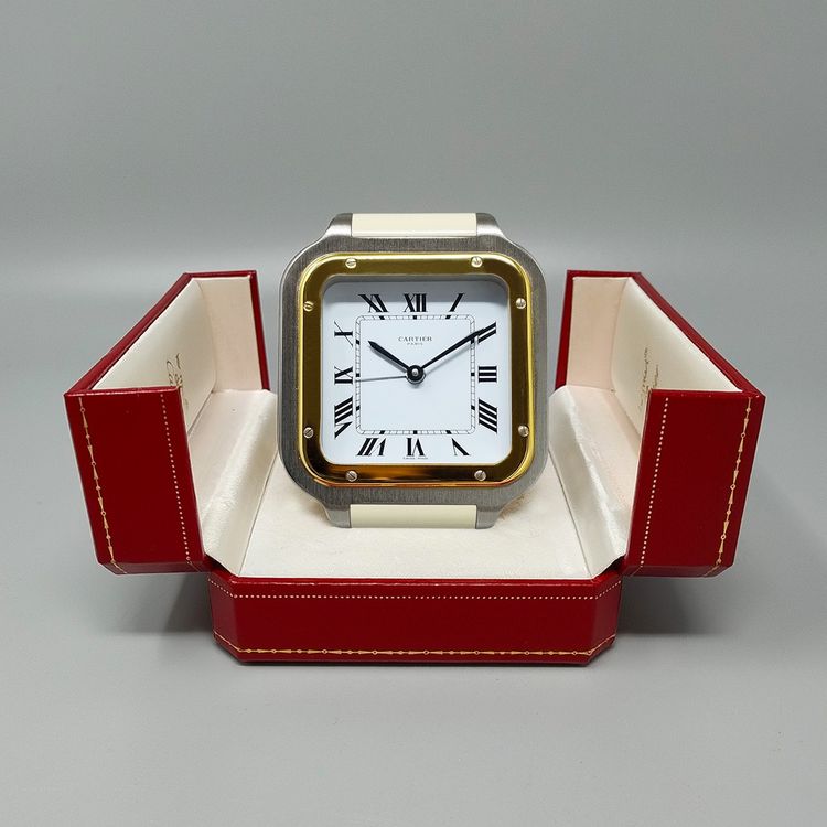 Wunderschöner Cartier Santos Wecker Pendulette aus den 1980ern. Hergestellt in der Schweiz