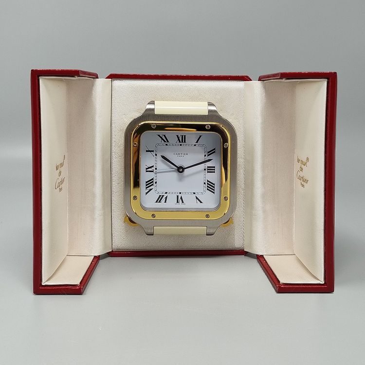 Wunderschöner Cartier Santos Wecker Pendulette aus den 1980ern. Hergestellt in der Schweiz